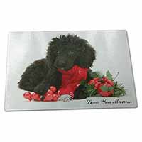 Large Glass Cutting Chopping Board Poodle, Christmas Decorations 