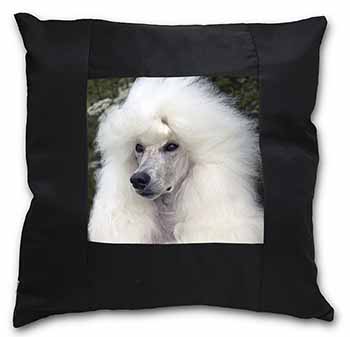 White Poodle Dog Black Satin Feel Scatter Cushion