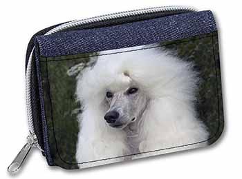White Poodle Dog Unisex Denim Purse Wallet