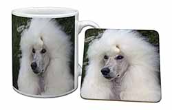 White Poodle Dog Mug and Coaster Set