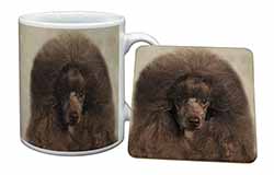 Chocolate Poodle Dog Mug and Coaster Set