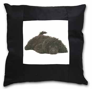 Miniature Poodle Dog Black Satin Feel Scatter Cushion