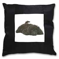 Miniature Poodle Dog Black Satin Feel Scatter Cushion