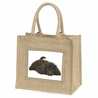 Miniature Poodle Dog Natural/Beige Jute Large Shopping Bag