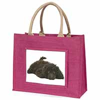 Miniature Poodle Dog Large Pink Jute Shopping Bag