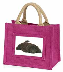 Miniature Poodle Dog Little Girls Small Pink Jute Shopping Bag
