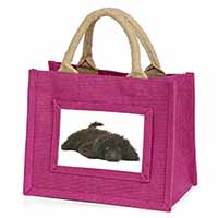Miniature Poodle Dog Little Girls Small Pink Jute Shopping Bag