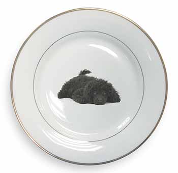 Miniature Poodle Dog Gold Rim Plate Printed Full Colour in Gift Box