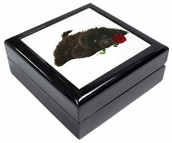 Miniature Poodle Dog with Red Rose Keepsake/Jewellery Box