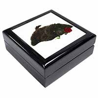 Miniature Poodle Dog with Red Rose Keepsake/Jewellery Box