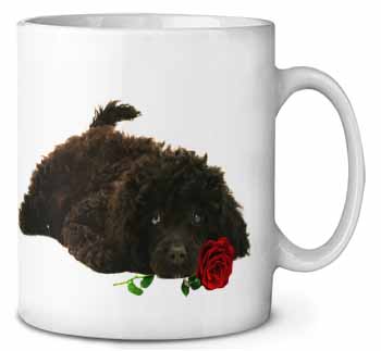 Miniature Poodle Dog with Red Rose Ceramic Coffee Mug/Tea Cup
