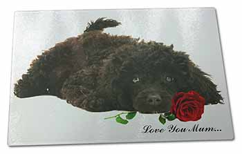 Large Glass Cutting Chopping Board Poodle+Rose 