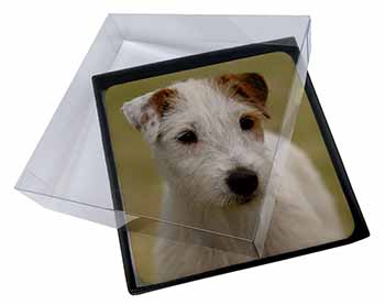 4x Parson Russell Terrier Dog Picture Table Coasters Set in Gift Box