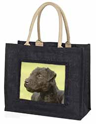 Patterdale Terrier Dogs Large Black Jute Shopping Bag
