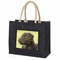 Patterdale Terrier Dogs Large Black Jute Shopping Bag - Advanta Group®