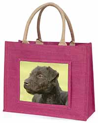 Patterdale Terrier Dogs Large Pink Jute Shopping Bag