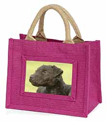 Patterdale Terrier Dogs Little Girls Small Pink Jute Shopping Bag