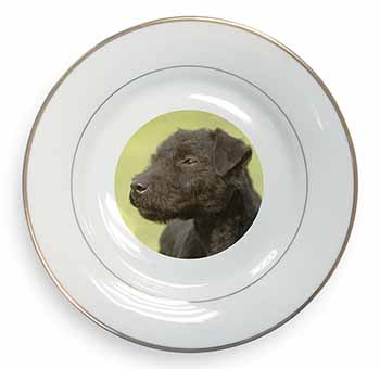 Patterdale Terrier Dogs Gold Rim Plate Printed Full Colour in Gift Box