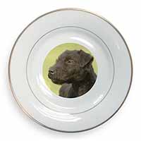 Patterdale Terrier Dogs Gold Rim Plate Printed Full Colour in Gift Box - Advanta