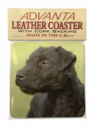 Patterdale Terrier Dogs Single Leather Photo Coaster, Printed Full Colour  - Adv