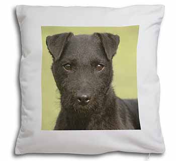 Patterdale Terrier Dog Soft White Velvet Feel Scatter Cushion