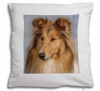 Rough Collie Dog Soft White Velvet Feel Scatter Cushion