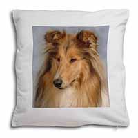 Rough Collie Dog Soft White Velvet Feel Scatter Cushion