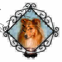 Rough Collie Dog Wrought Iron Wall Art Candle Holder