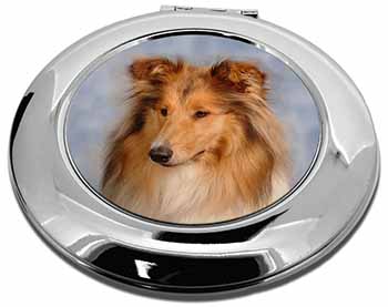 Rough Collie Dog Make-Up Round Compact Mirror