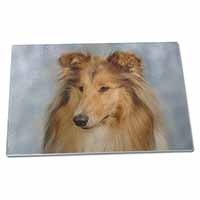 Large Glass Cutting Chopping Board Rough Collie Dog