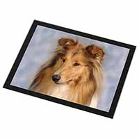 Rough Collie Dog Black Rim High Quality Glass Placemat