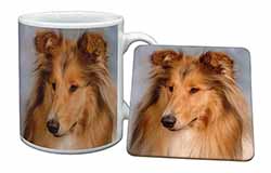 Rough Collie Dog Mug and Coaster Set