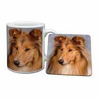 Rough Collie Dog Mug and Coaster Set