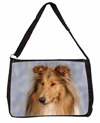 Rough Collie Dog Large Black Laptop Shoulder Bag School/College