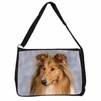 Rough Collie Dog Large Black Laptop Shoulder Bag School/College