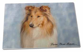 Large Glass Cutting Chopping Board Rough Collie Dog 