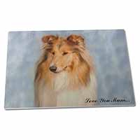 Large Glass Cutting Chopping Board Rough Collie Dog 