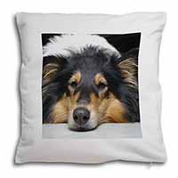 Tri-Colour Rough Collie Dog Soft White Velvet Feel Scatter Cushion