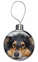 Tri-Colour Rough Collie Dog Christmas Bauble