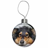 Tri-Colour Rough Collie Dog Christmas Bauble