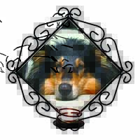 Tri-Colour Rough Collie Dog Wrought Iron Wall Art Candle Holder