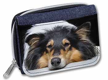 Tri-Colour Rough Collie Dog Unisex Denim Purse Wallet