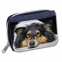 Tri-Colour Rough Collie Dog Unisex Denim Purse Wallet