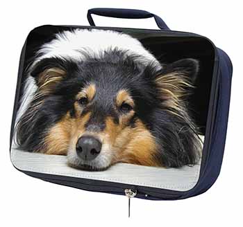 Tri-Colour Rough Collie Dog Navy Insulated School Lunch Box/Picnic Bag