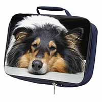 Tri-Colour Rough Collie Dog Navy Insulated School Lunch Box/Picnic Bag