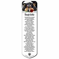 A Rough Collie Dog with Red Rose Bookmark, Book mark, Printed full colour