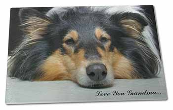 Large Glass Cutting Chopping Board Rough Collie Dog 