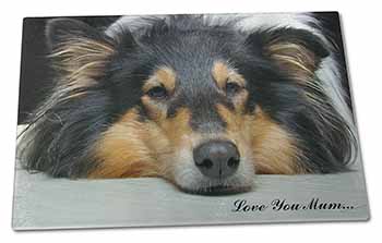 Large Glass Cutting Chopping Board Rough Collie Dog 