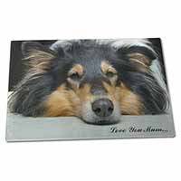 Large Glass Cutting Chopping Board Rough Collie Dog 