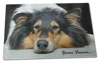 Large Glass Cutting Chopping Board Rough Collie Dog 